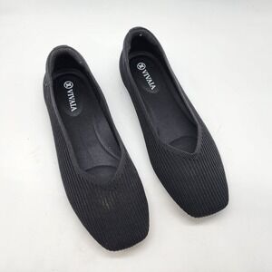 VIVAIA Margot Square-Toe Flats Women's 35.5 Black Knit Sustainable Comfort Shoes